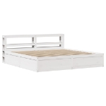 Giroletto con Testiera Bianco 200x200 cm Legno Massello di Pino