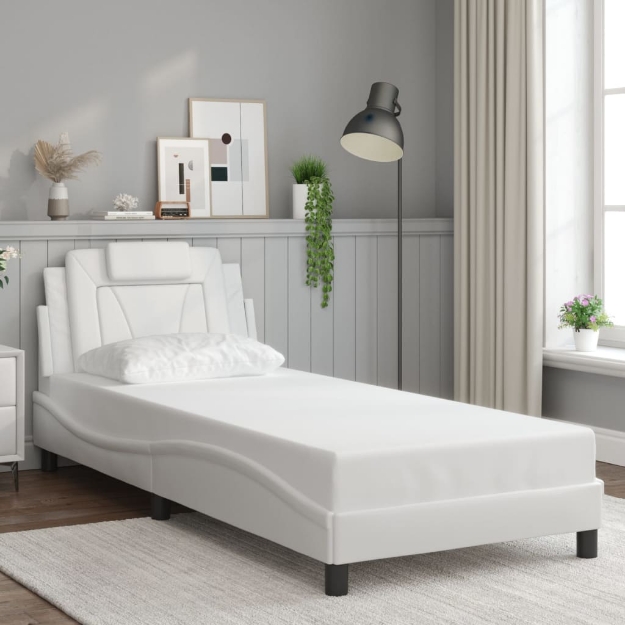 Giroletto con Testiera Bianco 80x200 cm in Similpelle