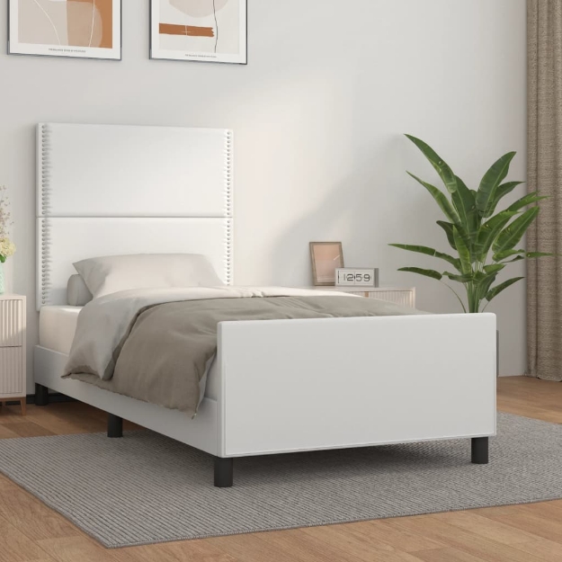 Giroletto con Testiera Bianco 80x200 cm in Similpelle