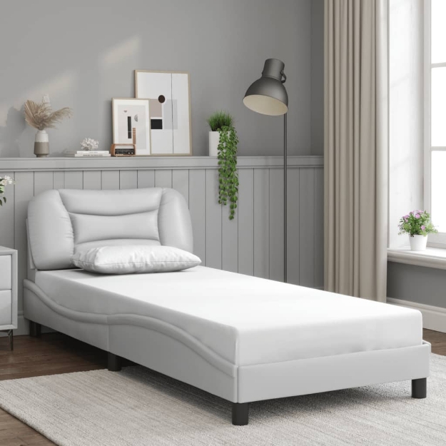Giroletto con Testiera Bianco 80x200 cm in Similpelle