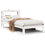 Giroletto con Testiera Bianco 90x190 cm Legno Massello di Pino