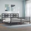 Giroletto con Testiera Grigio 200x200 cm in Legno Massello