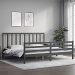 Giroletto con Testiera Grigio 200x200 cm in Legno Massello