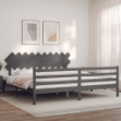 Giroletto con Testiera Grigio 200x200 cm in Legno Massello