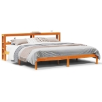 Giroletto con Testiera Marrone Cera 200x200 cm Massello Pino