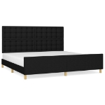 Giroletto con Testiera Nero 180x200 cm in Tessuto
