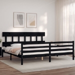Giroletto con Testiera Nero 200x200 cm in Legno Massello