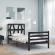 Giroletto con Testiera Nero 90x200 cm in Legno Massello
