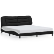Giroletto con Testiera Nero e Bianco 180x200 cm in Similpelle