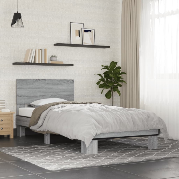 Giroletto Grigio Sonoma 100x200 cm Legno Multistrato e Metallo
