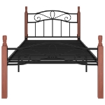 Giroletto in Metallo Nero e Legno Massello di Rovere 90x200 cm