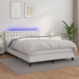 Giroletto Molle con Materasso e LED Bianco 140x190cm Similpelle