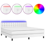 Giroletto Molle con Materasso e LED Bianco 160x200cm Similpelle