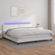 Giroletto Molle con Materasso e LED Bianco 200x200cm Similpelle