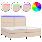 Giroletto Molle Materasso e LED Cappuccino 200x200cm Similpelle