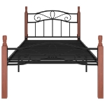 Giroletto Nero in Metallo e Legno Massello di Rovere 100x200 cm