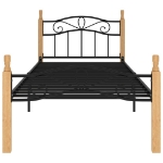 Giroletto Nero in Metallo e Legno Massello di Rovere 100x200 cm