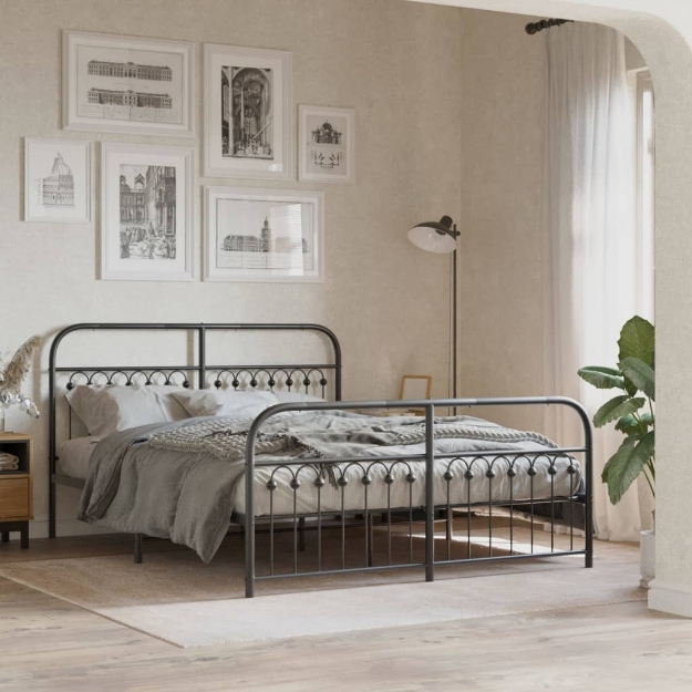 Giroletto senza Materaso con Pediera in Metallo Nero 160x200 cm