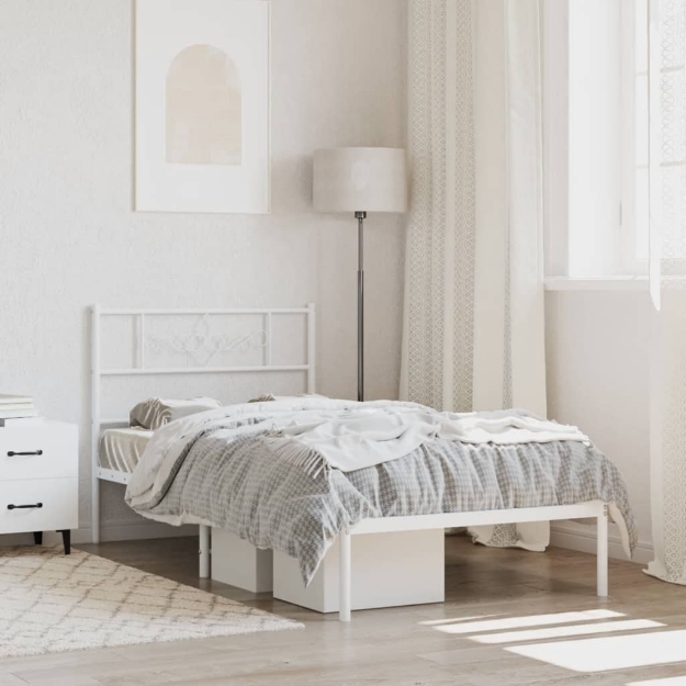 Giroletto senza Materaso con Testiera Metallo Bianco 75x190 cm