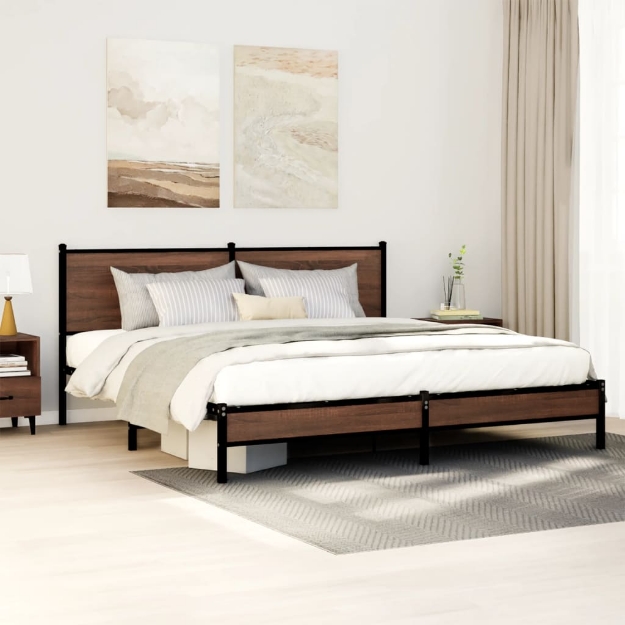 Giroletto senza Materaso in Metallo Rovere Marrone 180x200 cm