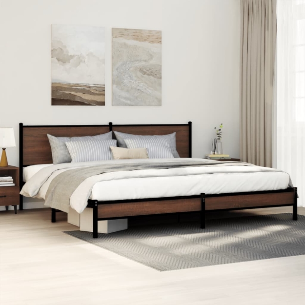 Giroletto senza Materaso in Metallo Rovere Marrone 200x200 cm