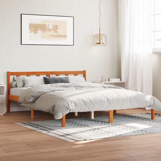 Giroletto senza Materasso Marrone Cera 160x200 cm Legno di Pino