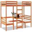 Giroletto Soppalco Scrivania e Sedie Marrone Cera 75x190cm Pino