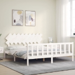 Giroletto Testiera Bianco Super King Size in Legno Massello