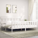 Giroletto Testiera Bianco Super King Size in Legno Massello