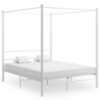 Letto a Baldacchino Bianco in Metallo 160x200 cm