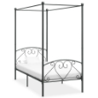 Letto a Baldacchino Grigio in Metallo 120x200 cm