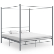 Letto a Baldacchino Grigio in Metallo 180x200 cm