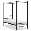 Letto a Baldacchino Nero in Metallo 90x200 cm