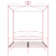 Letto a Baldacchino Rosa in Metallo 160x200 cm