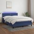 Letto a Molle con Materasso e LED Blu 140x190 cm in Tessuto