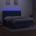 Letto a Molle con Materasso e LED Blu 180x200 cm in Tessuto