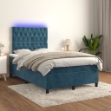 Letto a Molle con Materasso e LED Blu Scuro 120x200cm