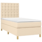 Letto a Molle con Materasso e LED Crema 100x200cm in Tessuto