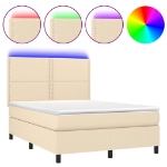 Letto a Molle con Materasso e LED Crema 140x190 cm in Tessuto