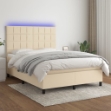 Letto a Molle con Materasso e LED Crema 140x190 cm in Tessuto