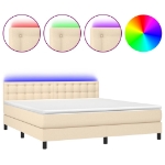 Letto a Molle con Materasso e LED Crema 180x200 cm in Tessuto