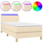 Letto a Molle con Materasso e LED Crema 80x200 cm in Tessuto
