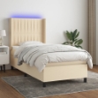 Letto a Molle con Materasso e LED Crema 80x200 cm in Tessuto