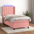 Letto a Molle con Materasso e LED Rosa 100x200 cm in Velluto