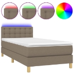 Letto a Molle con Materasso e LED Tortora 100x200cm in Tessuto