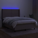 Letto a Molle con Materasso e LED Tortora 140x190 cm in Tessuto