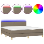 Letto a Molle con Materasso e LED Tortora 160x200 cm in Tessuto