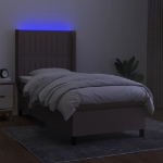 Letto a Molle con Materasso e LED Tortora 90x190 cm in Tessuto
