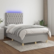 Letto a Molle Materasso e LED Grigio Chiaro 120x200 cm Tessuto