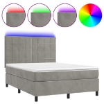 Letto a Molle Materasso e LED Grigio Chiaro 140x190 cm Velluto